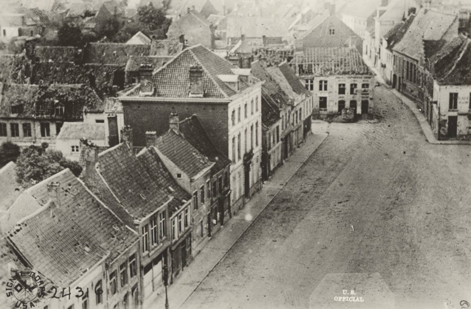 View_from_top_of_tower_hall_showing_destruction_of_city_by_shells_and_bombs_Belgium_August_18_1918